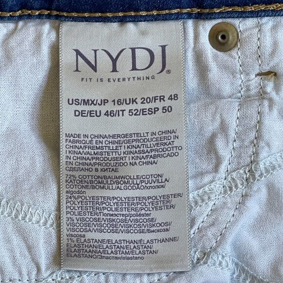 NYDJ Sheri Slim Pants Women Size 16 Blue Pockets Button Snap Fly Stretch - Picture 8 of 14